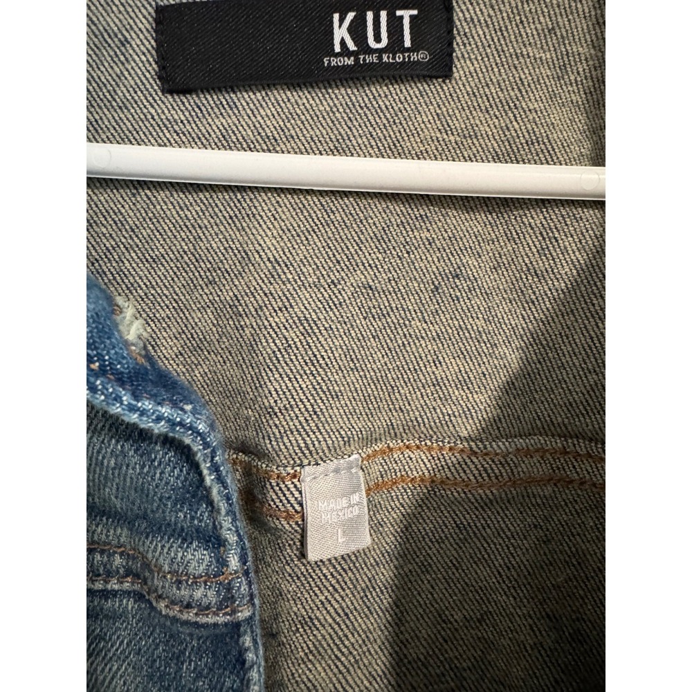 KUT from the Kloth Helena Denim Jacket Womens Large Blue Stretchy Fabric - Picture 4 of 6